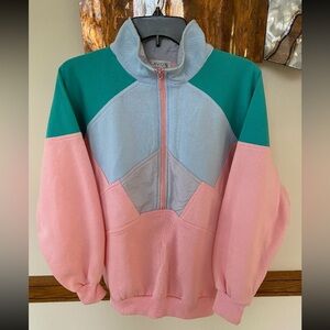 Vintage 1990s Lavon Quarter Sweatshirt / Color Block / Essential 90s